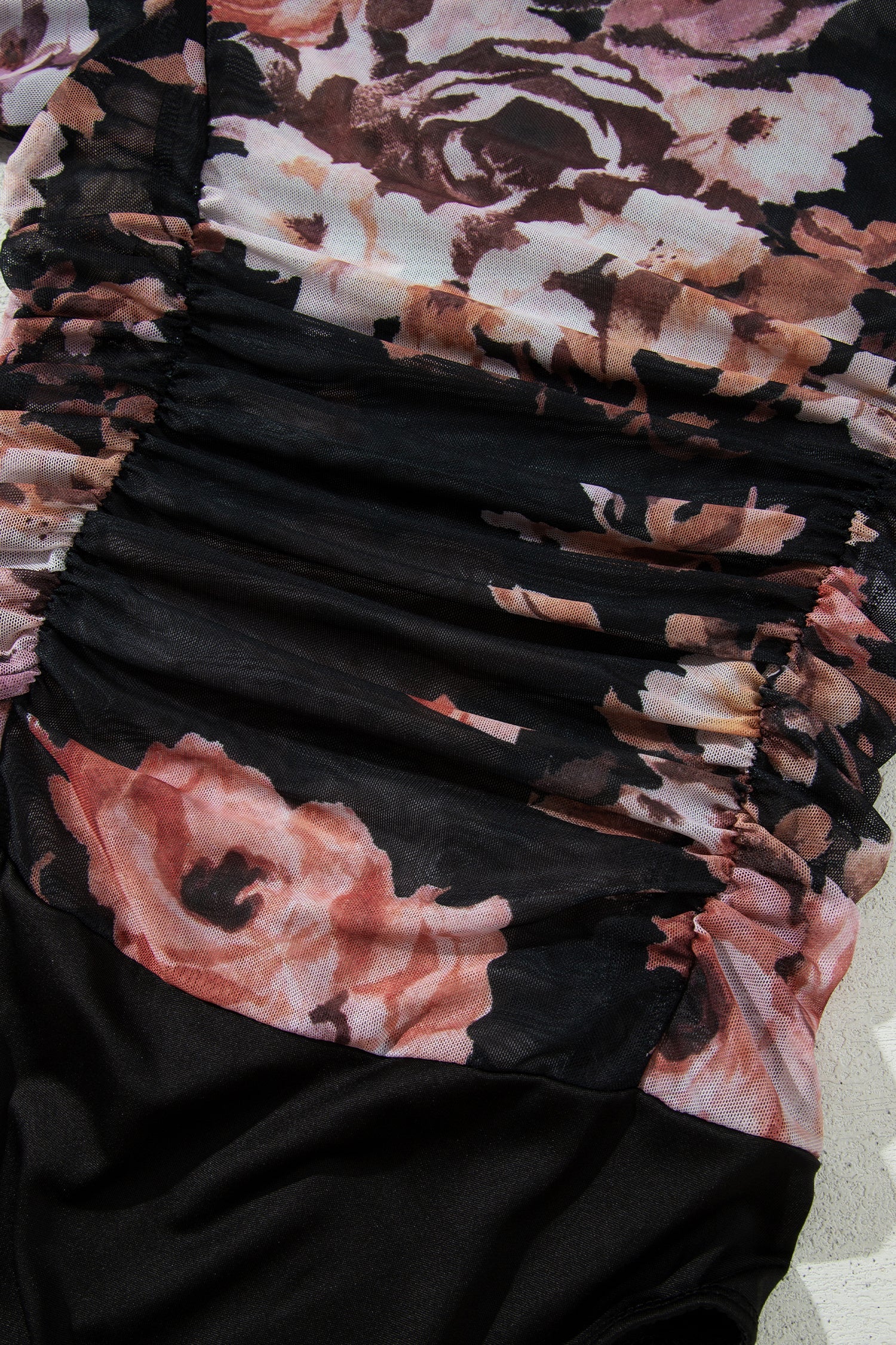Floral Mesh Long Sleeve High Neck Bodysuit
