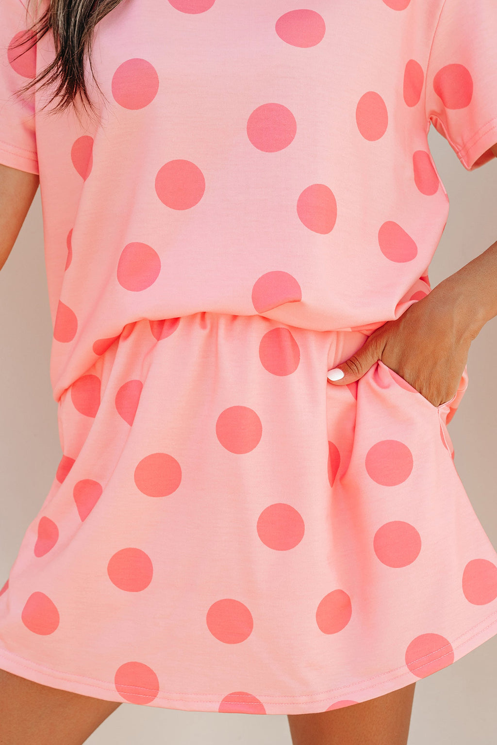 Polka Dot Short Sleeve Top & Mini Skort Set