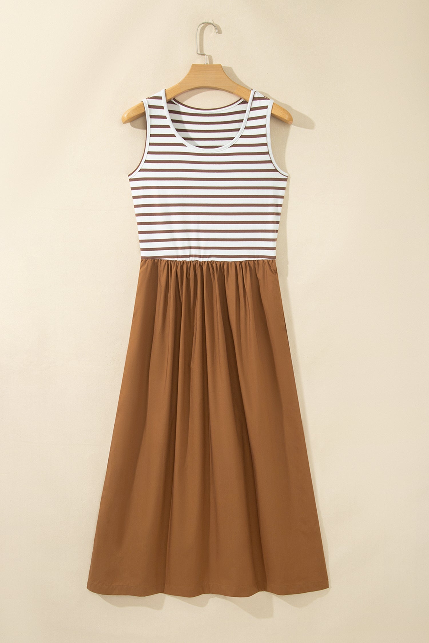 Stripe Colorblock Patchwork Sleeveless Long Dress
