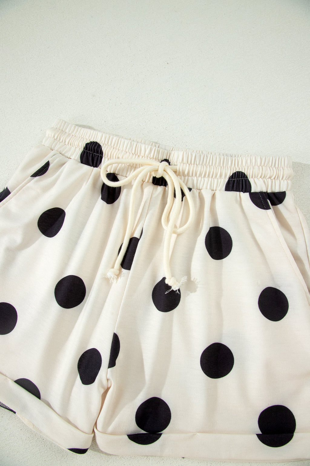 Polka Dot V-Neck Tee & Drawstring Shorts Set