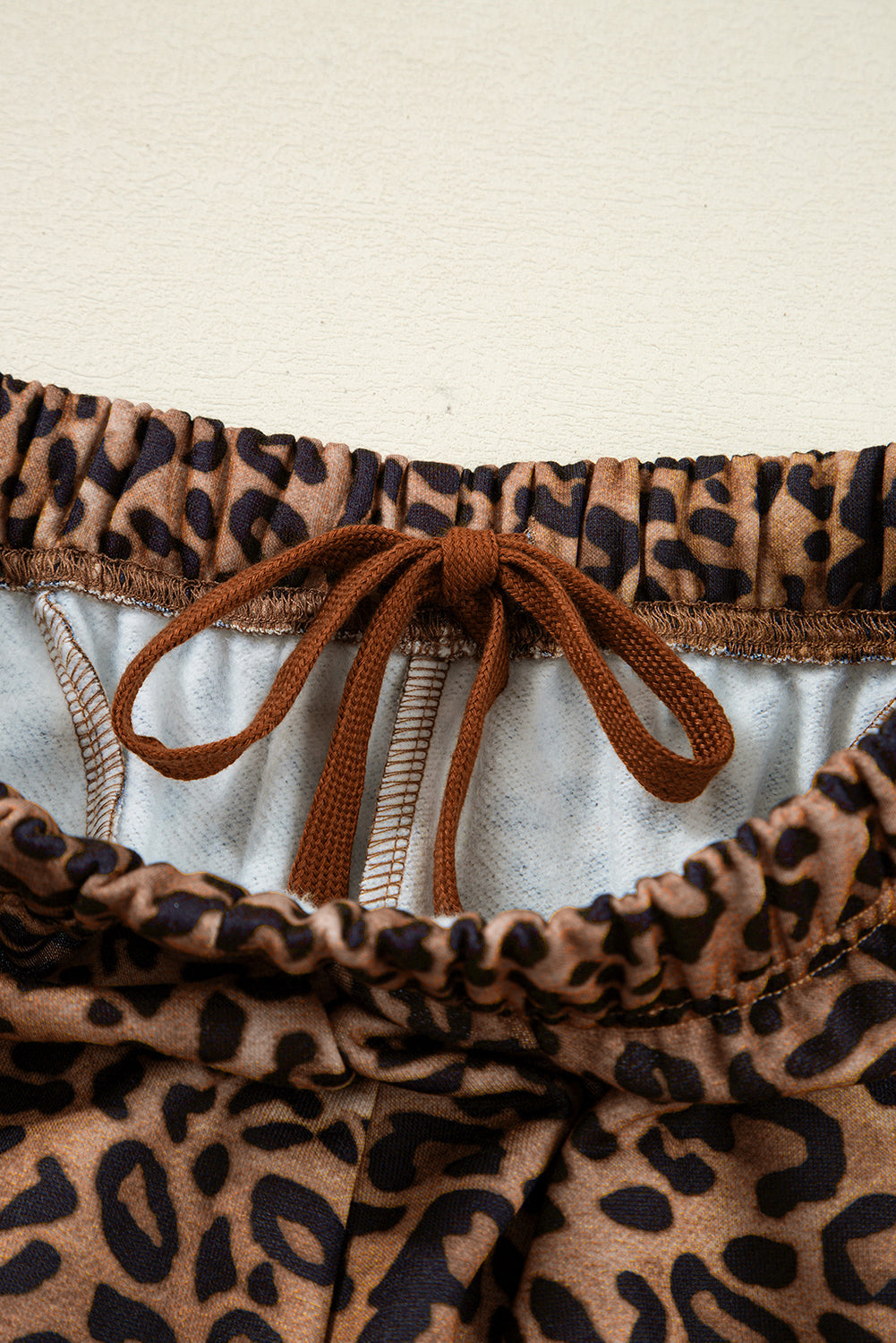 Leopard Contrast Trim Top and Pants Set