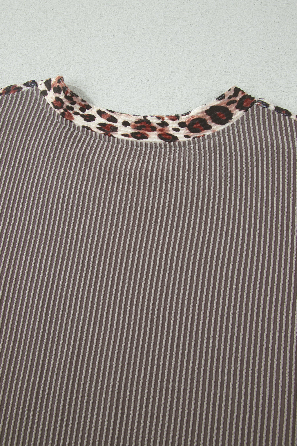 Leopard Trim Corded Top & Shorts Set