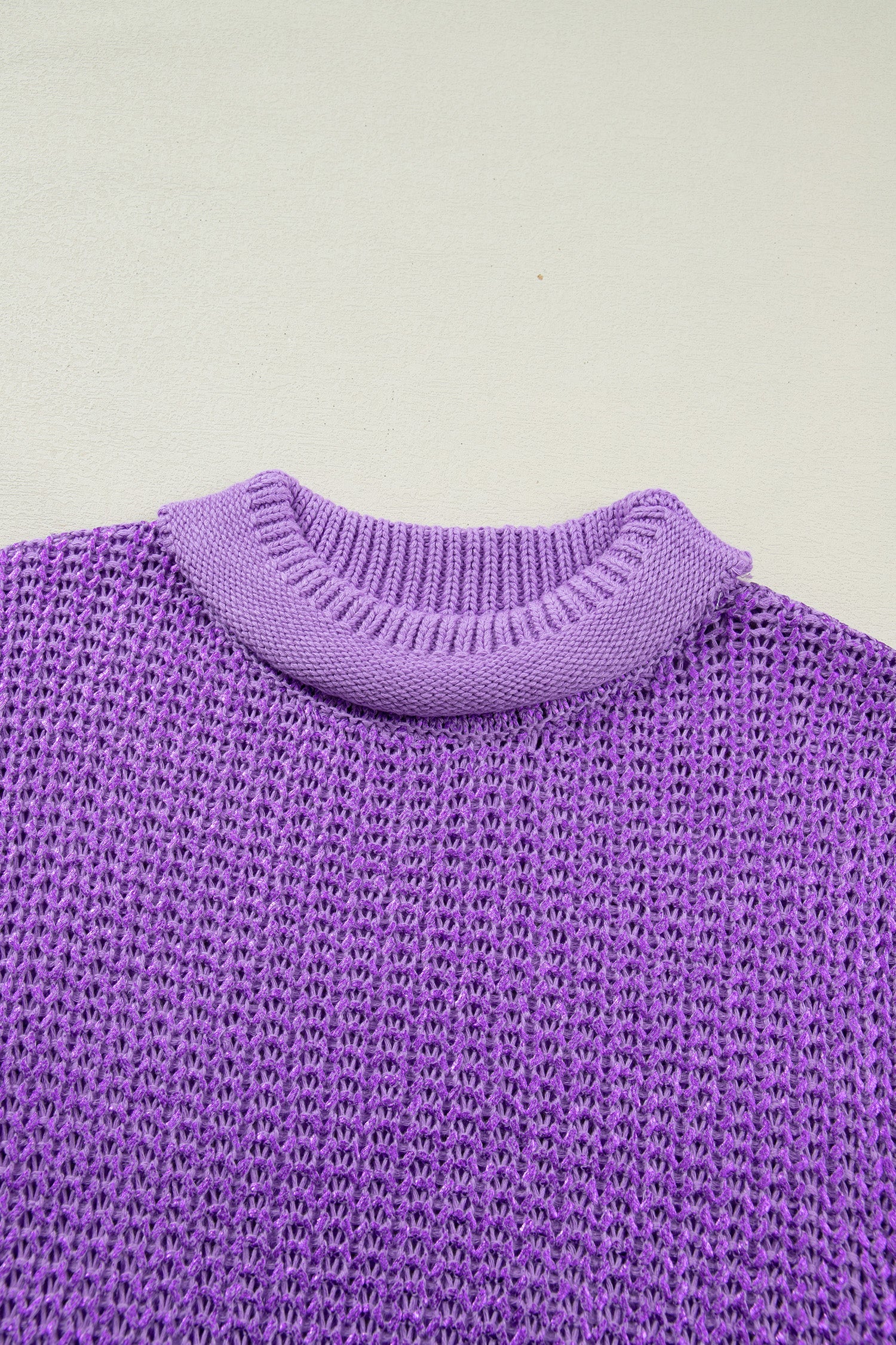 Solid Mock Neck Short Sleeve Knit Sweater