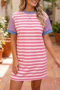 Stripe Patchwork Short Sleeve T-Shirt Dress