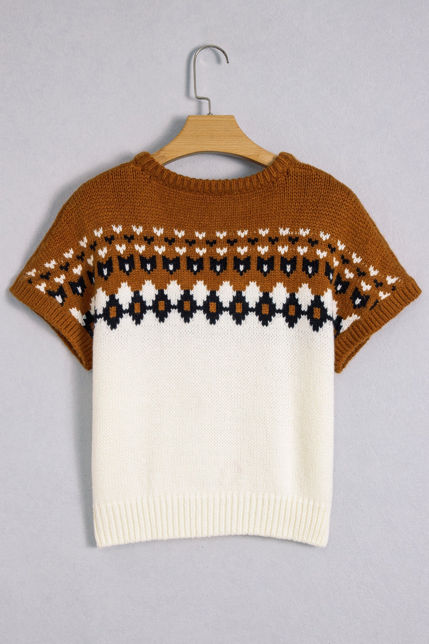Western Geometric V-Neck Short Sleeve Knit T-Shirt