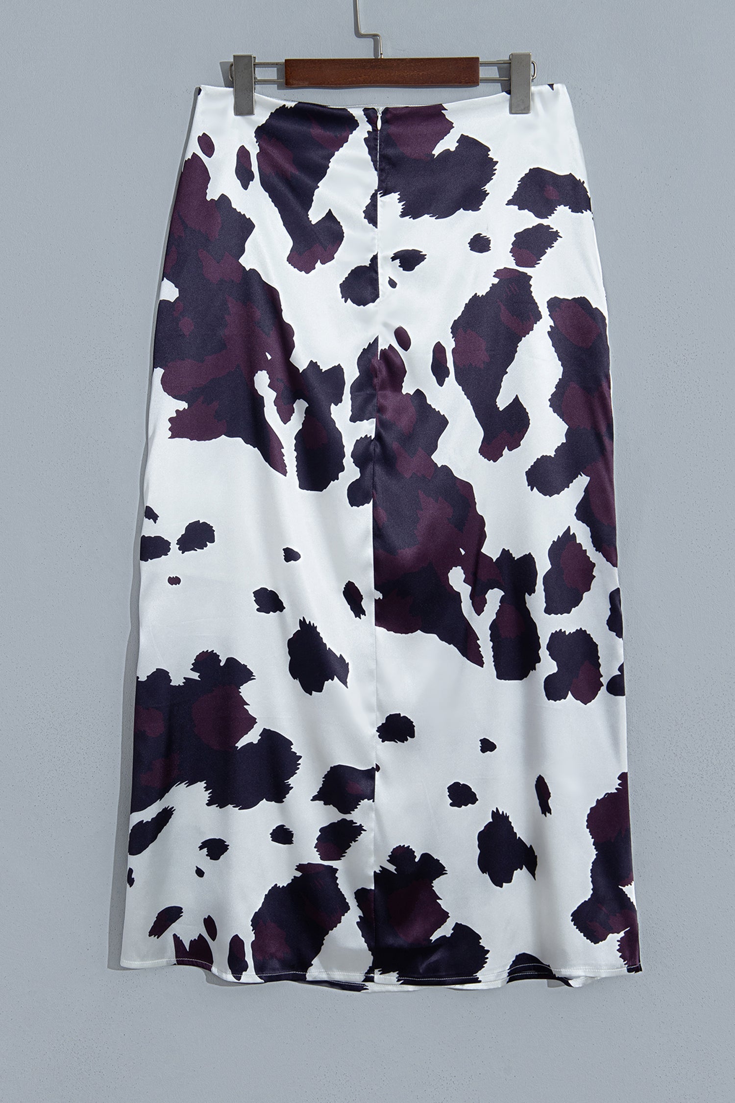 Western Abstract Cow Zip-Up High Waist Midi Skirt