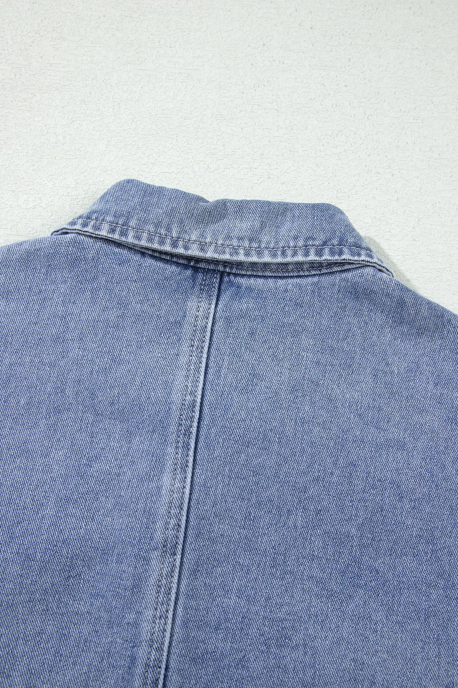Denim Studded Pockets Zip-Up Long Sleeve Jacket