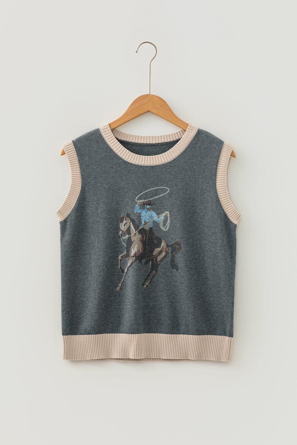 Western Colorblock Sleeveless Knit Vest