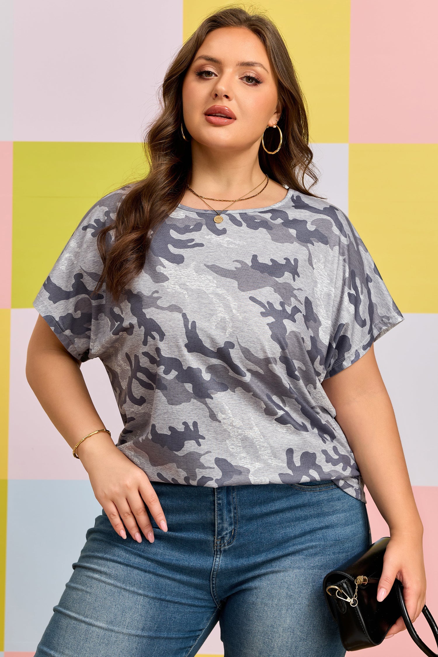 Plus Size Camo Short Sleeve T-Shirt