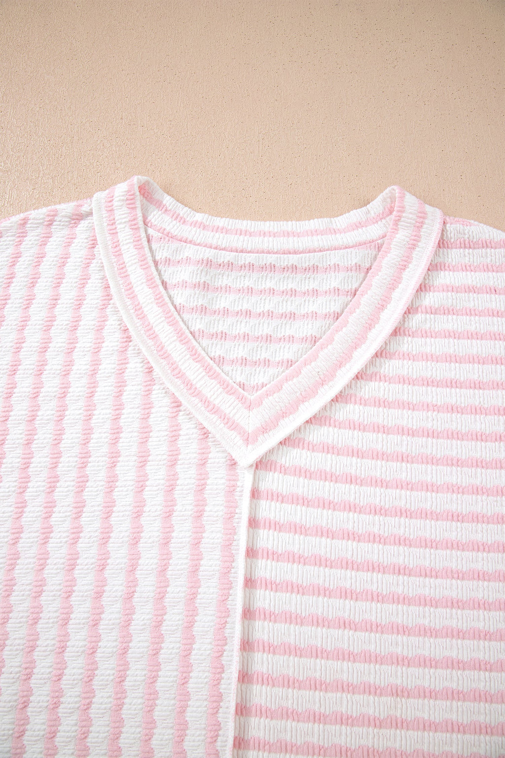 Plus Size Stripe Patchwork V-Neck T-Shirt