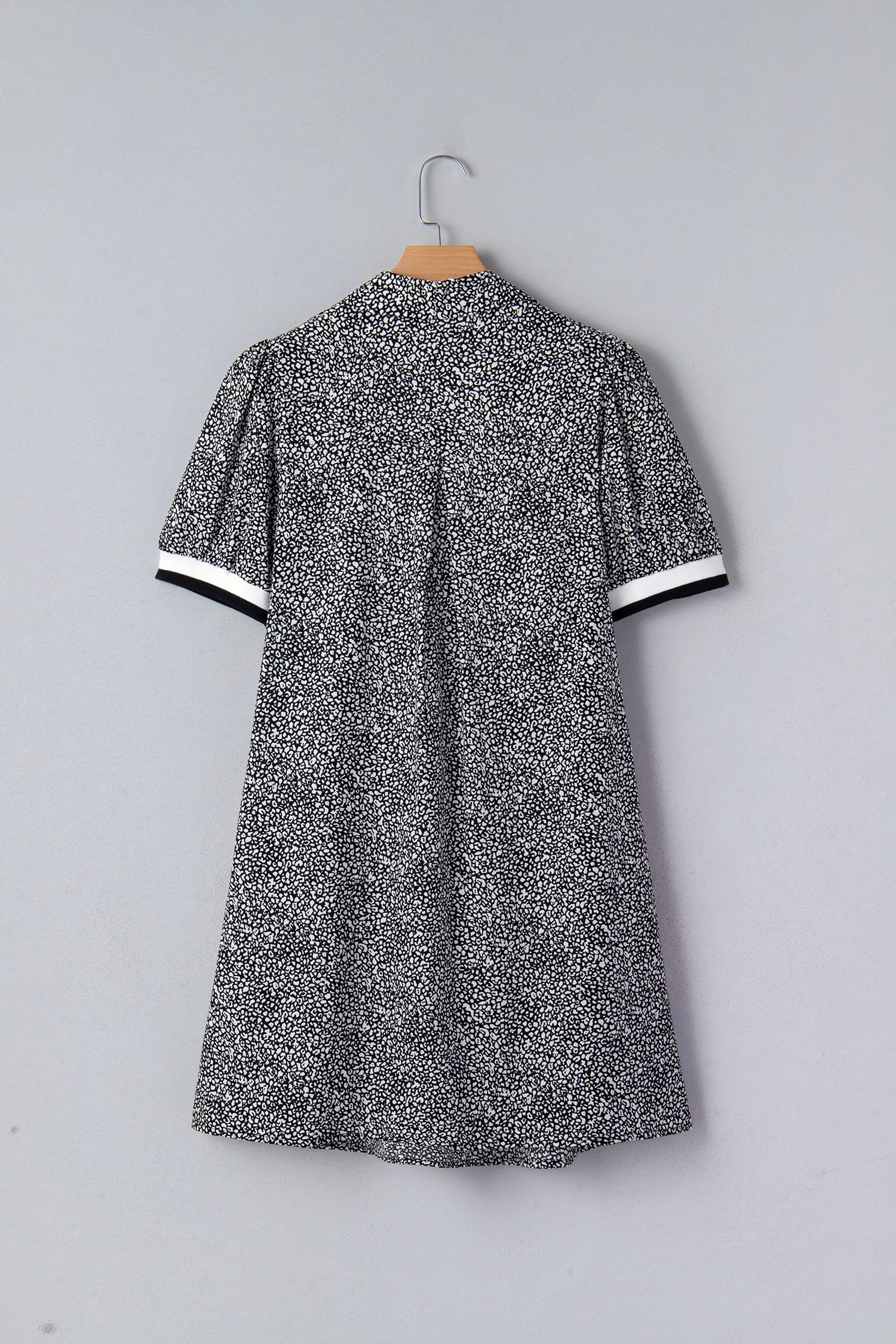 Leopard Contrast Stripe Polo Collar Dress