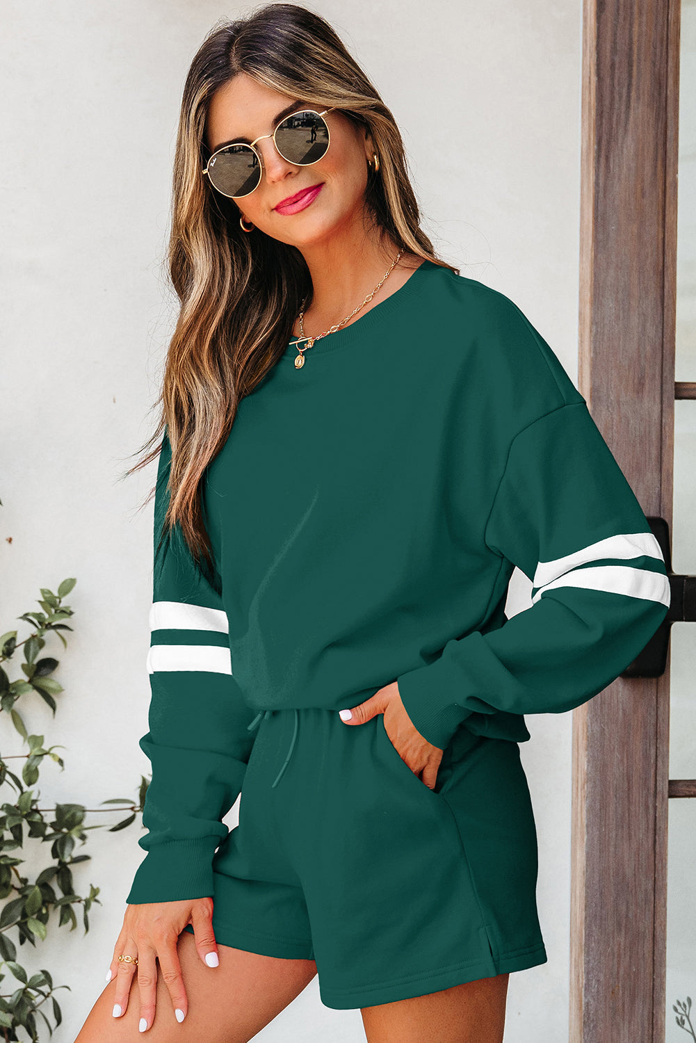 Varsity Stripe Sweatshirt and Short Set
