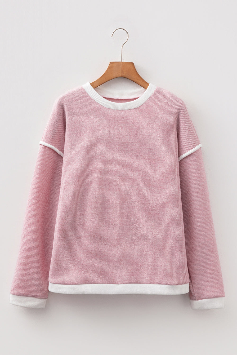 Contrast Trim Knit Drop Shoulder Top
