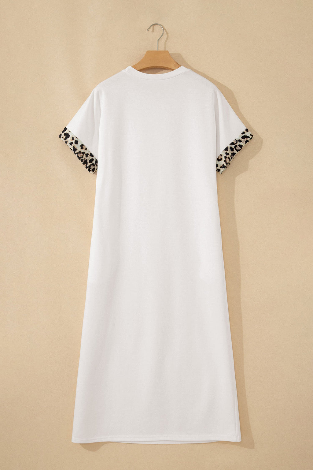 Leopard Bow Patched Short Sleeve T-Shirt Long Dress