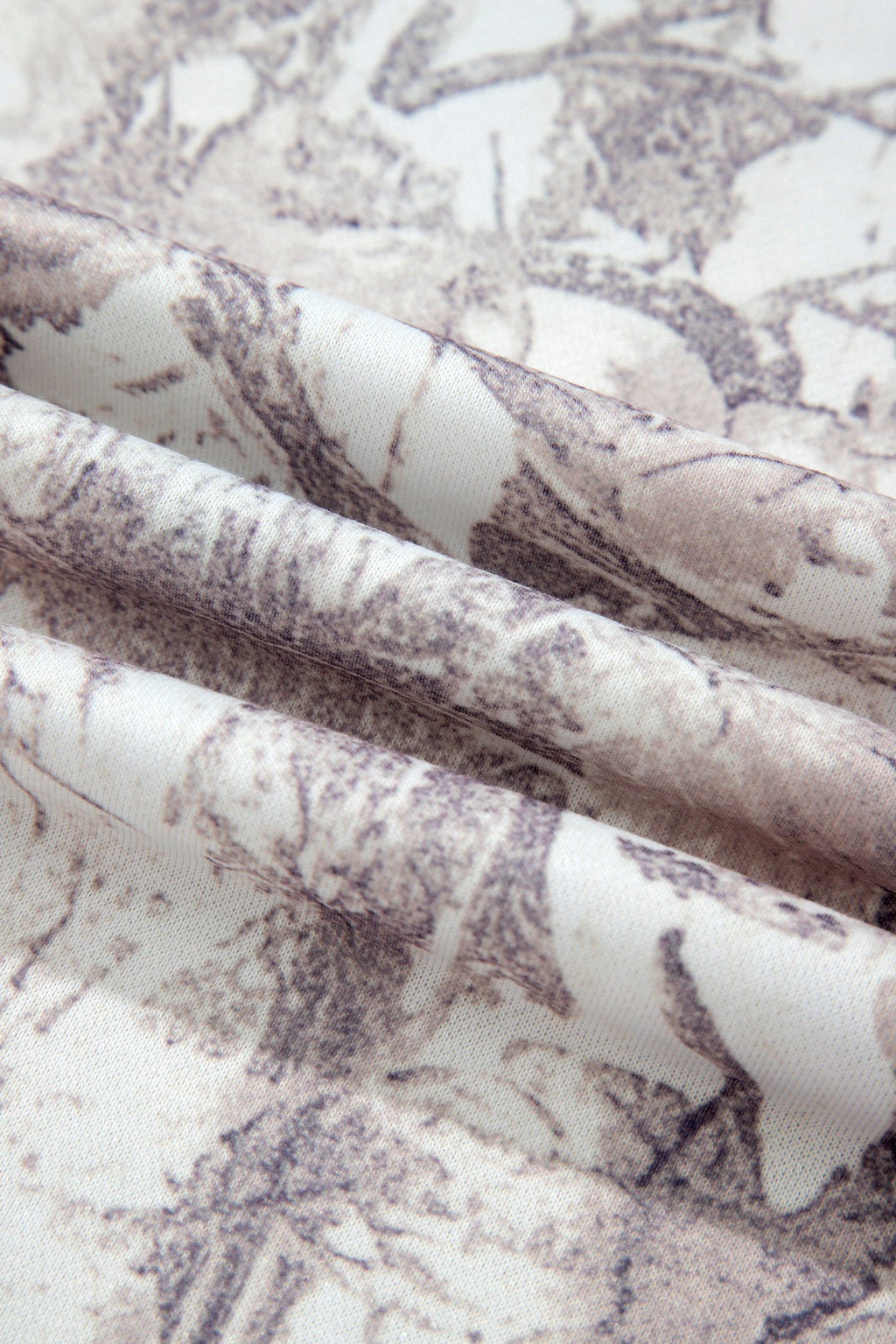 Abstract Camo Ribbed Trim Kangaroo Pocket Hoodie