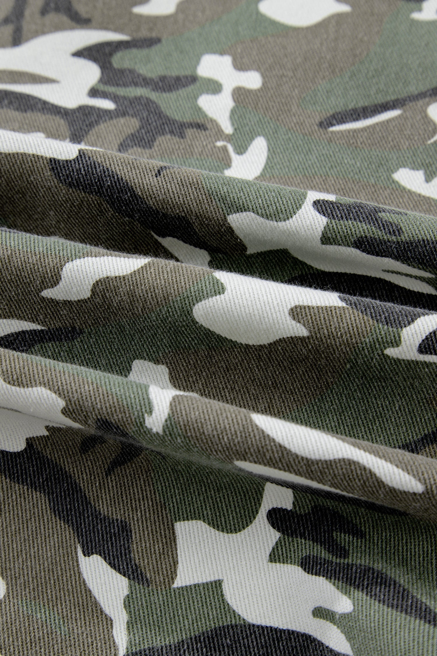Camo Denim Chest Pocket Buttoned Jacket