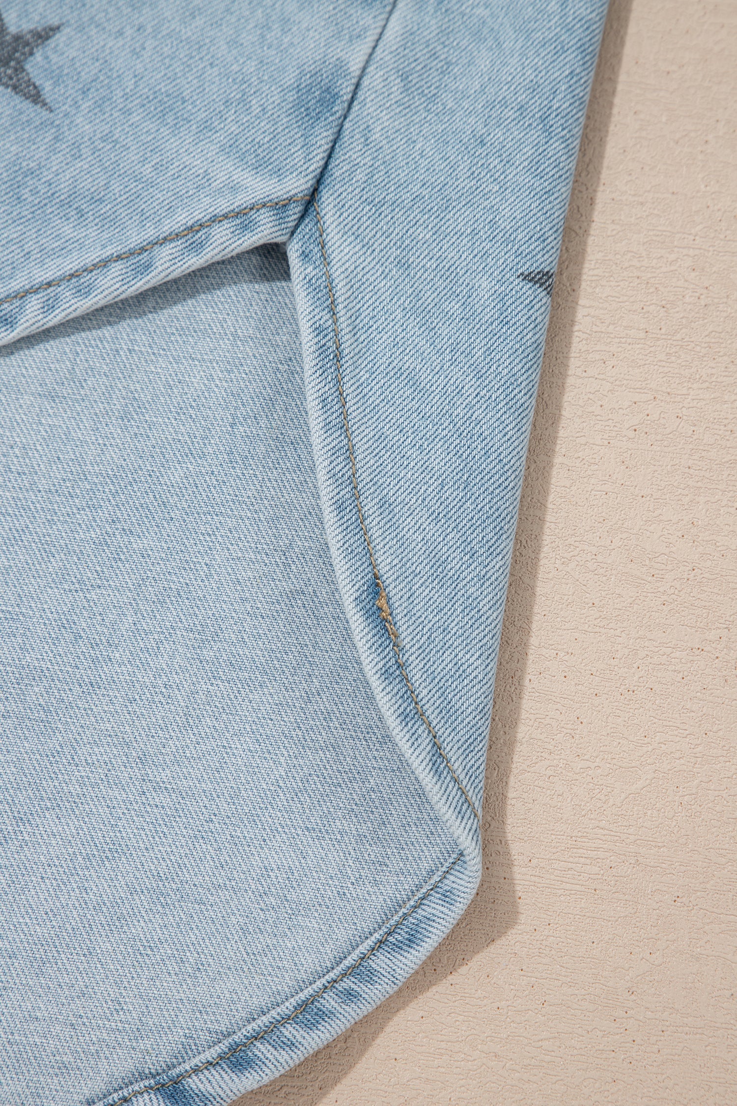 Star Denim Chest Pockets Long Sleeve Shacket
