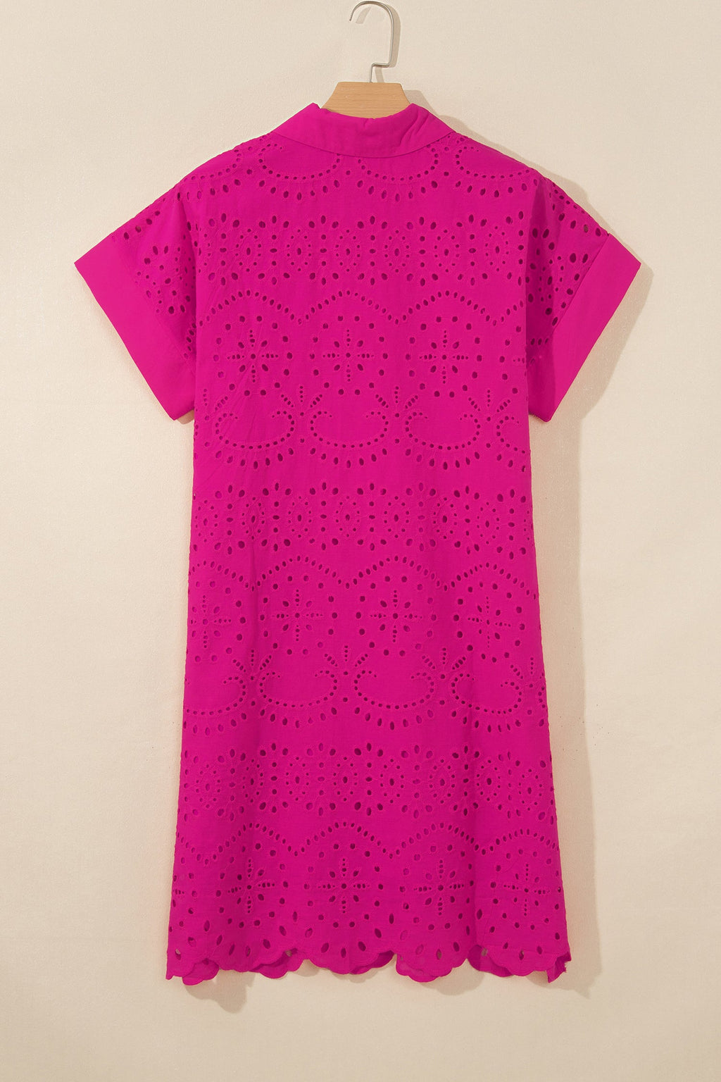Eyelet Embroidered Crew Neck T-Shirt Mini Dress