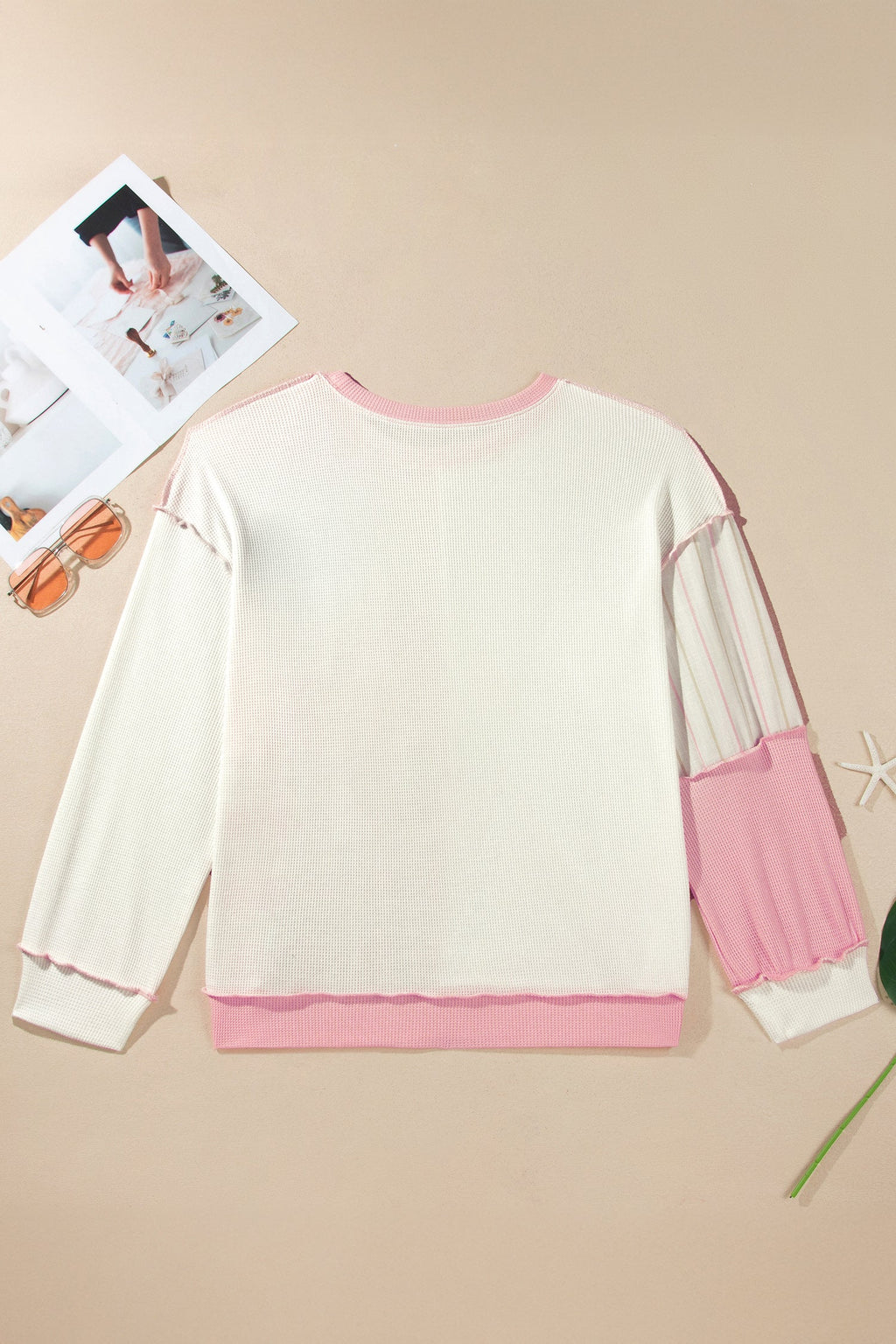 Plus Size Plaid Stripe Patchwork Long Sleeve Blouse