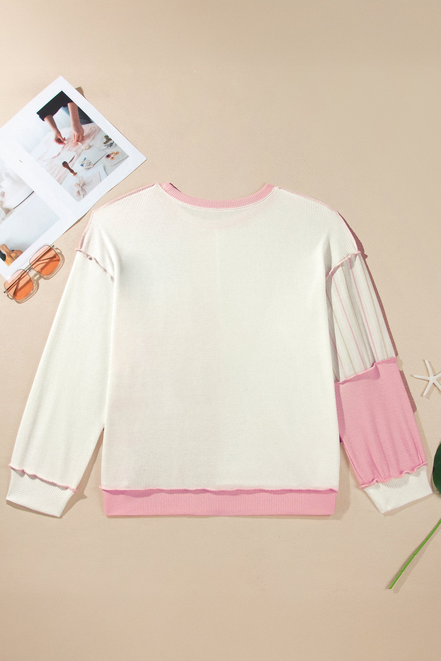 Plus Size Plaid Stripe Patchwork Long Sleeve Blouse