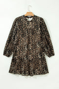 Leopard Long Sleeve Shift Mini Dress