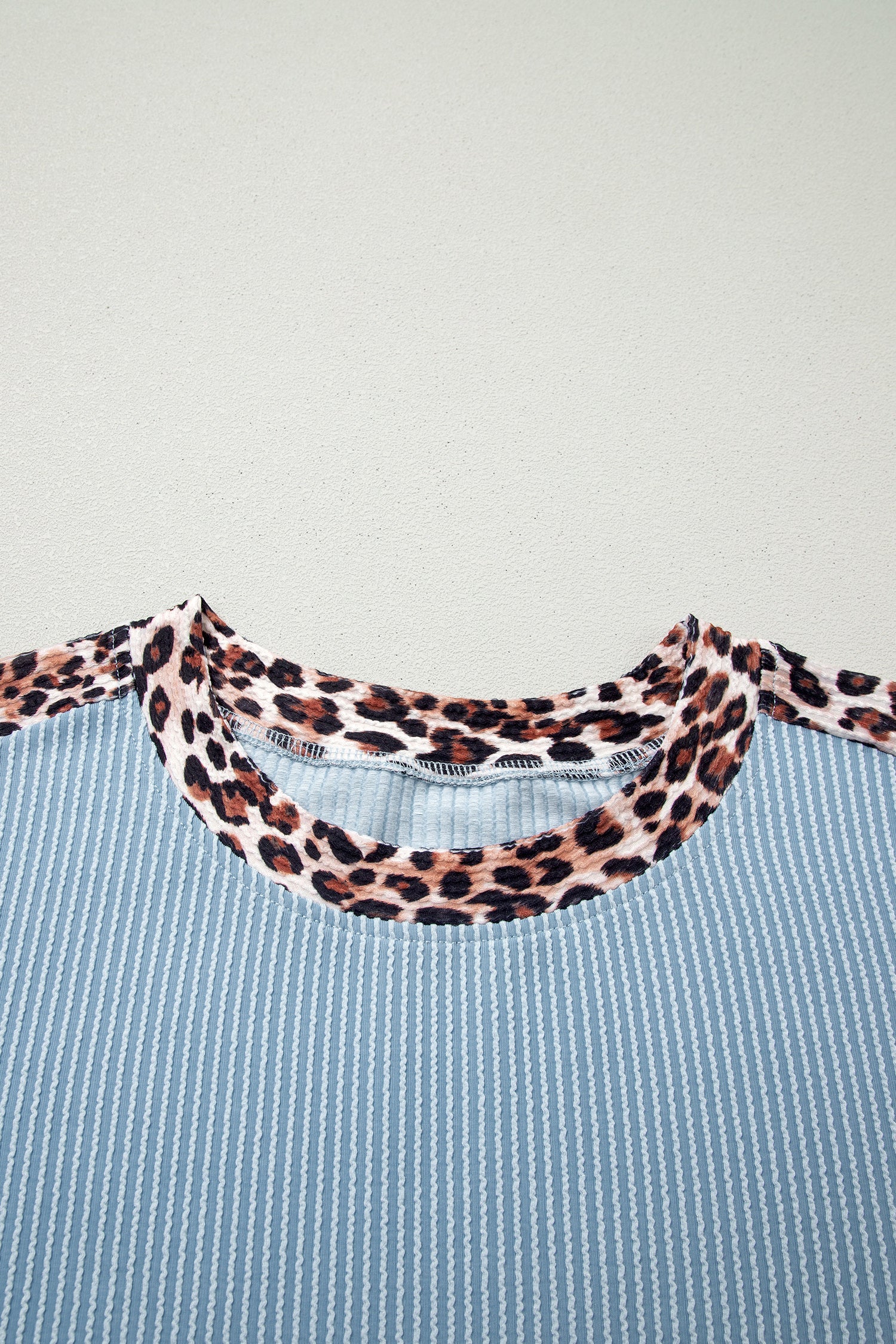Leopard Trim Corded Top & Shorts Set