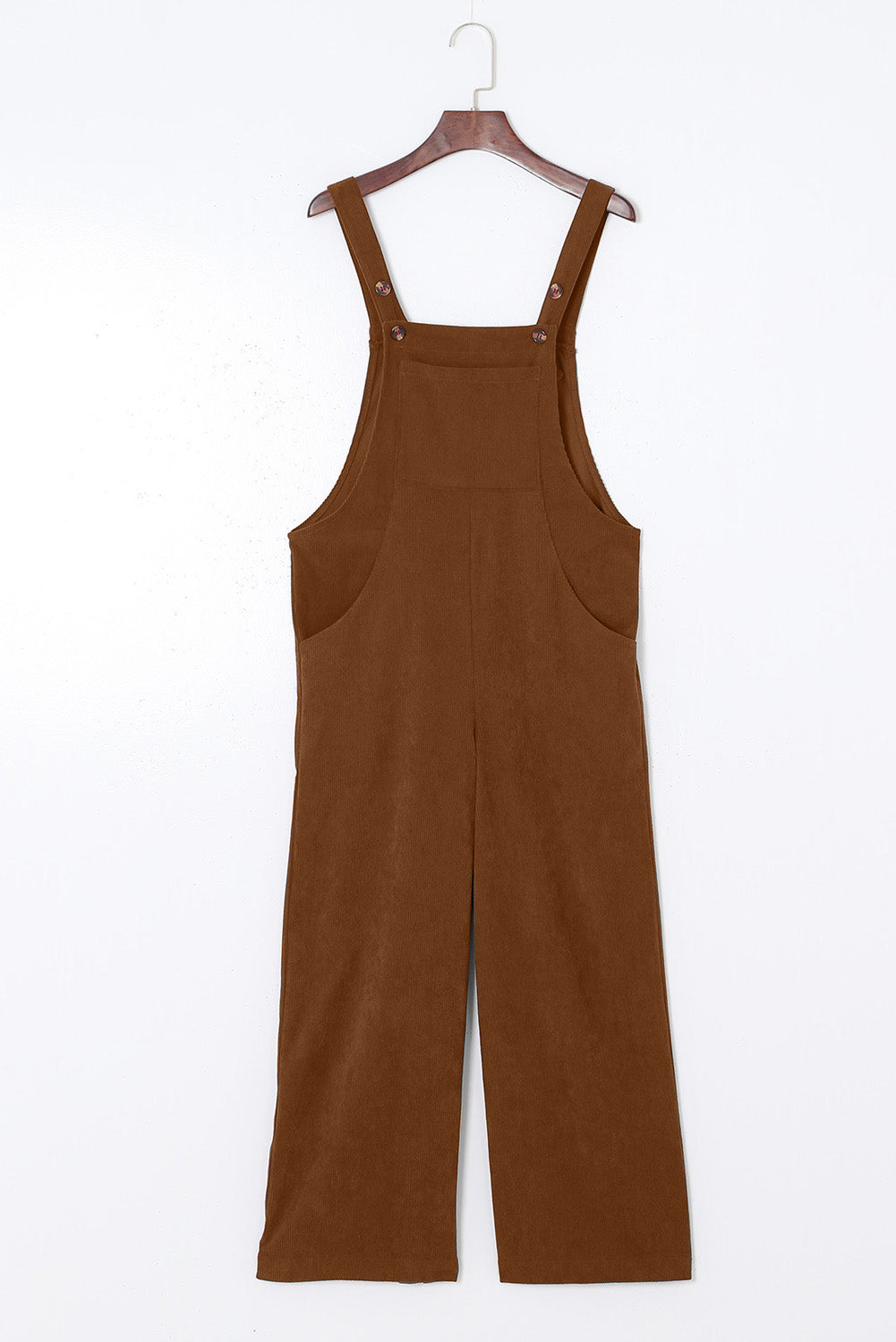 Solid Corduroy Wide Leg Bib Overalls