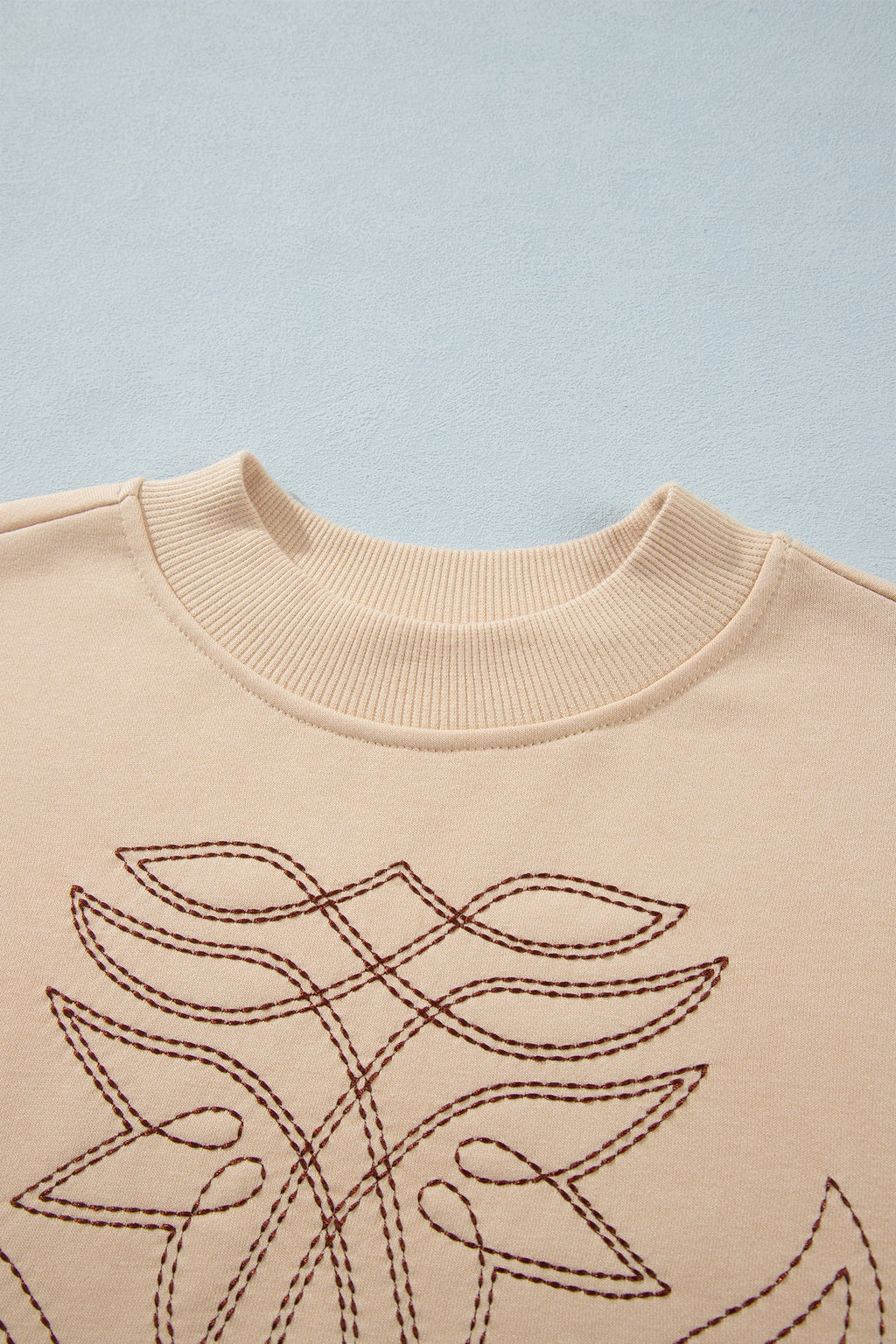 Western Embroidered Round Neck Long Sleeve Sweatshirt