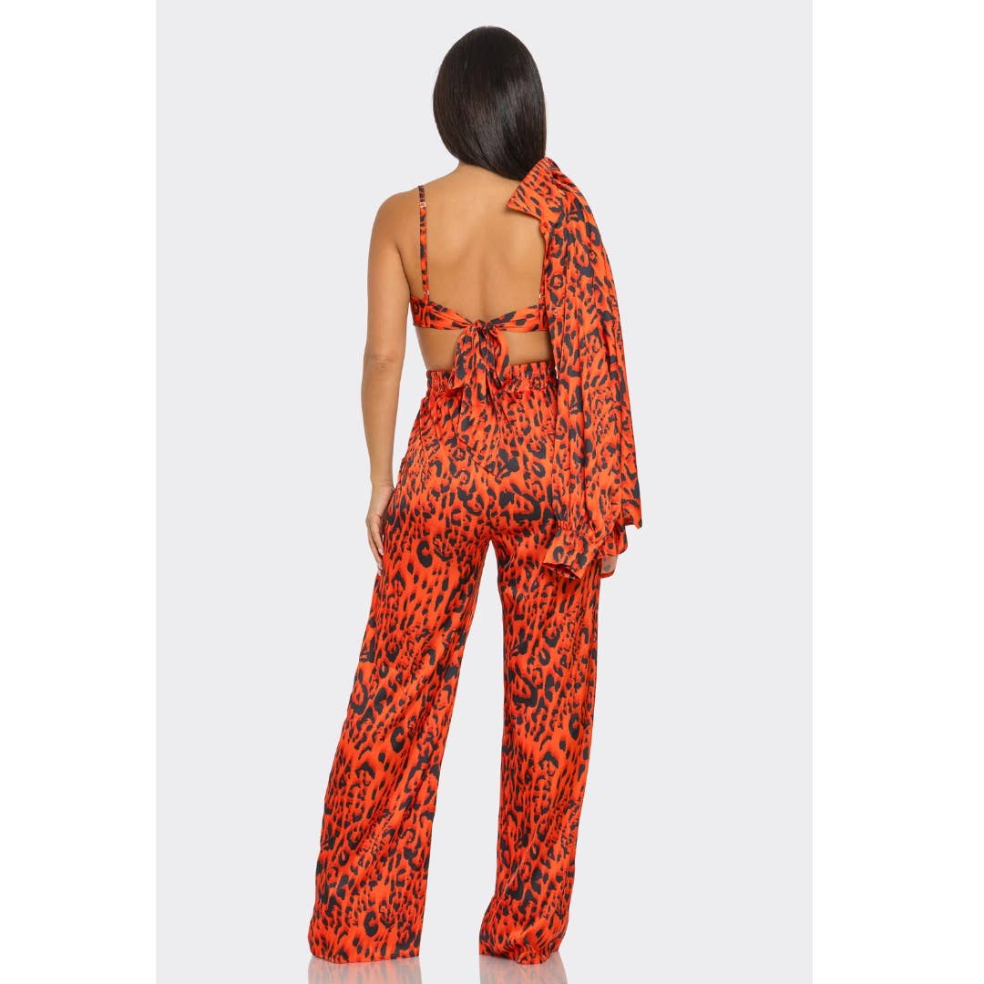 Leopard Print Pants Set 3 piece LTP-3228: Purple / L