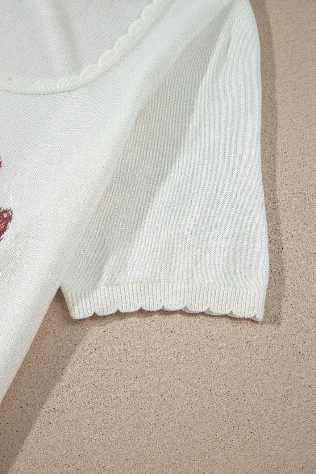 Western Floral Scalloped Square Neck Knit Top