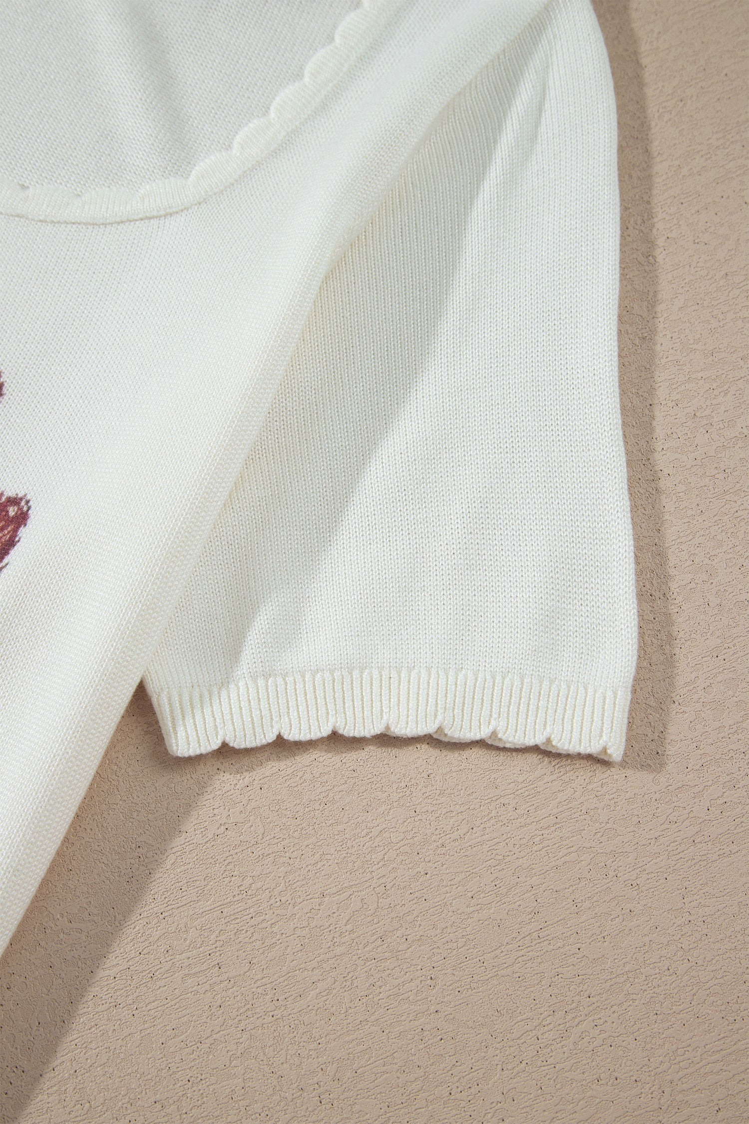 Western Floral Scalloped Square Neck Knit Top