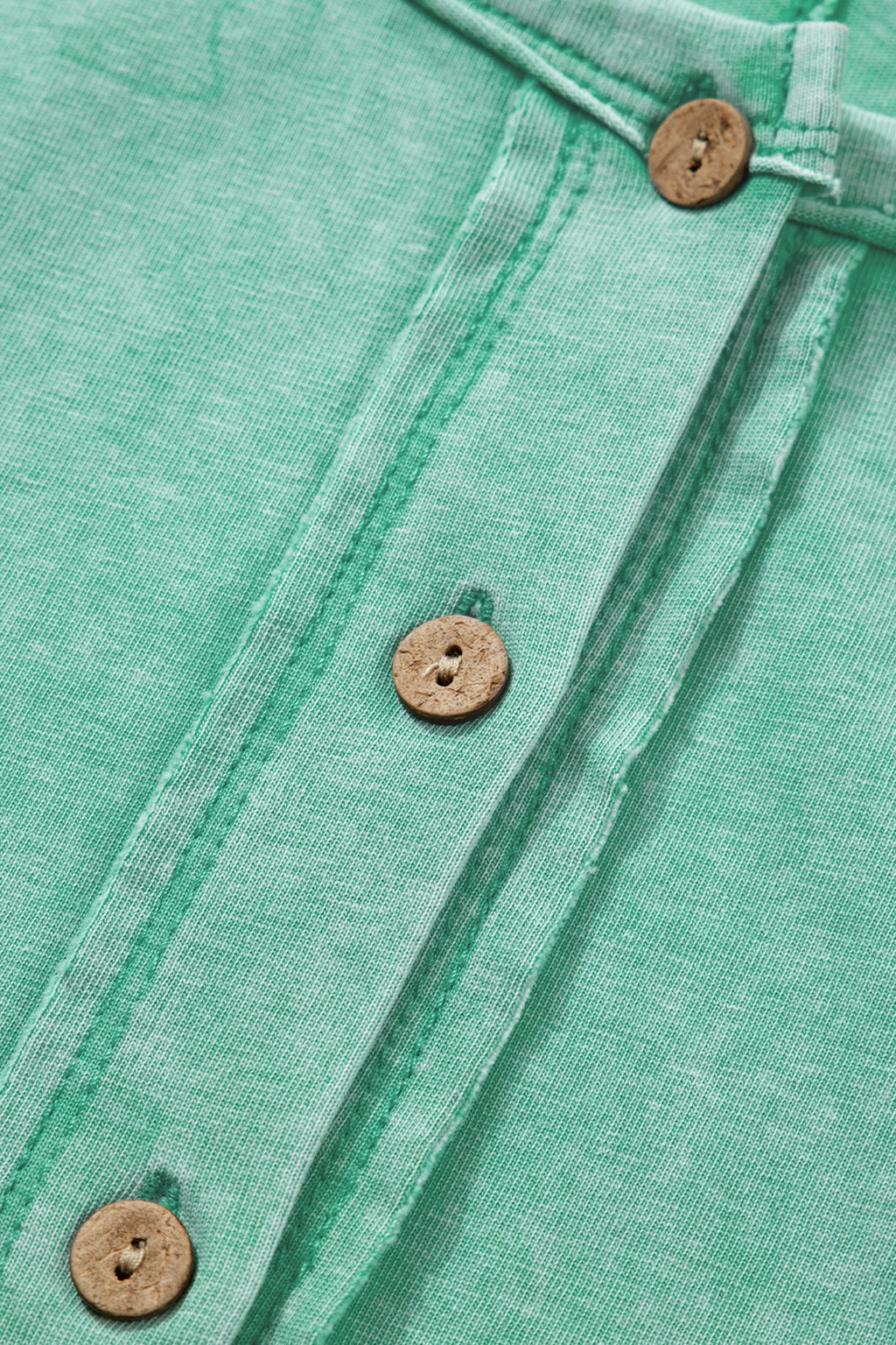 Mineral Wash Half-Button Raglan Sleeve T-Shirt