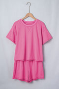 Solid Tee & Stipe Waistband Short Set