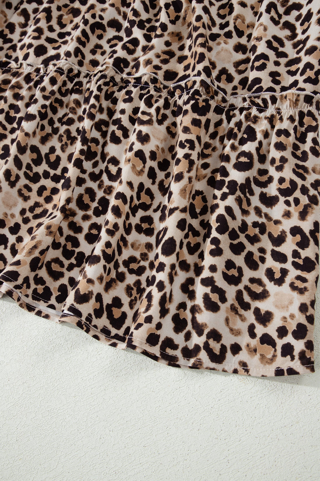 Leopard Ruffle Straps Smocked Tiered Maxi Dress