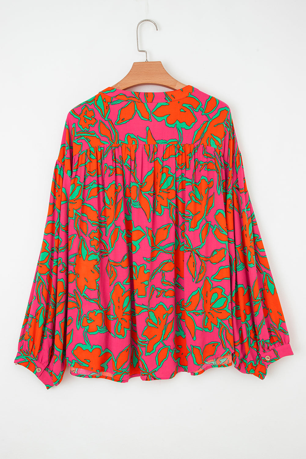 Floral Batwing Sleeve Button-Up Shirt