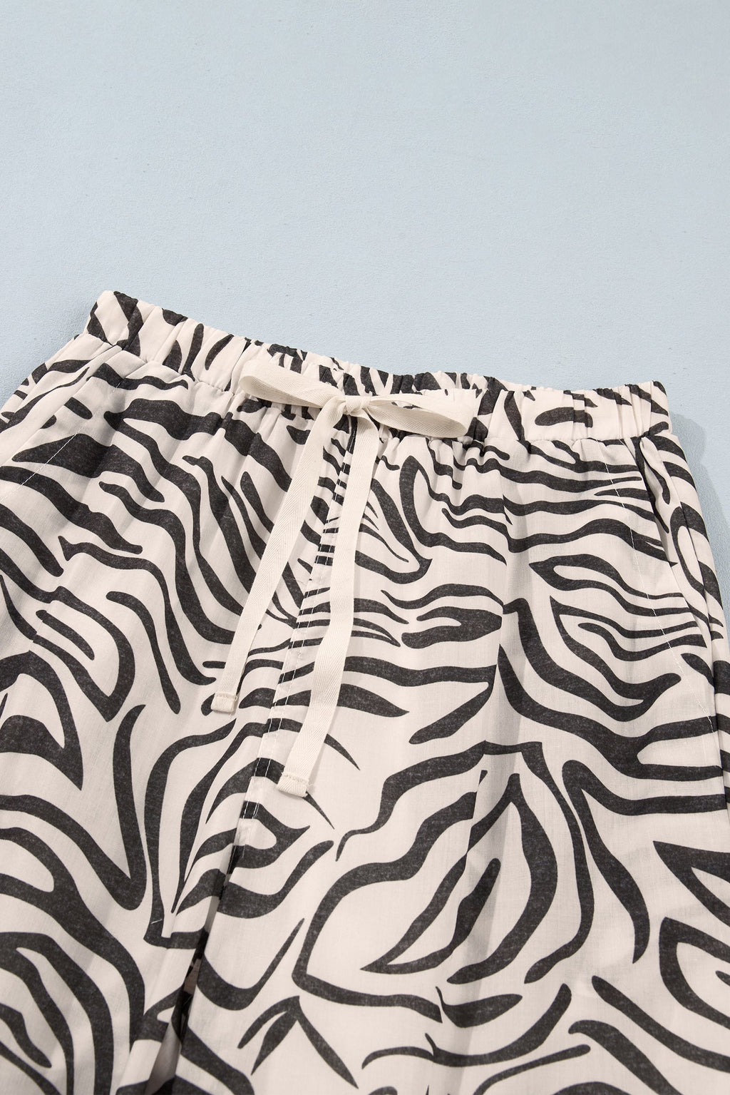 Western Zebra Drawstring High Waist Pocketed Pants