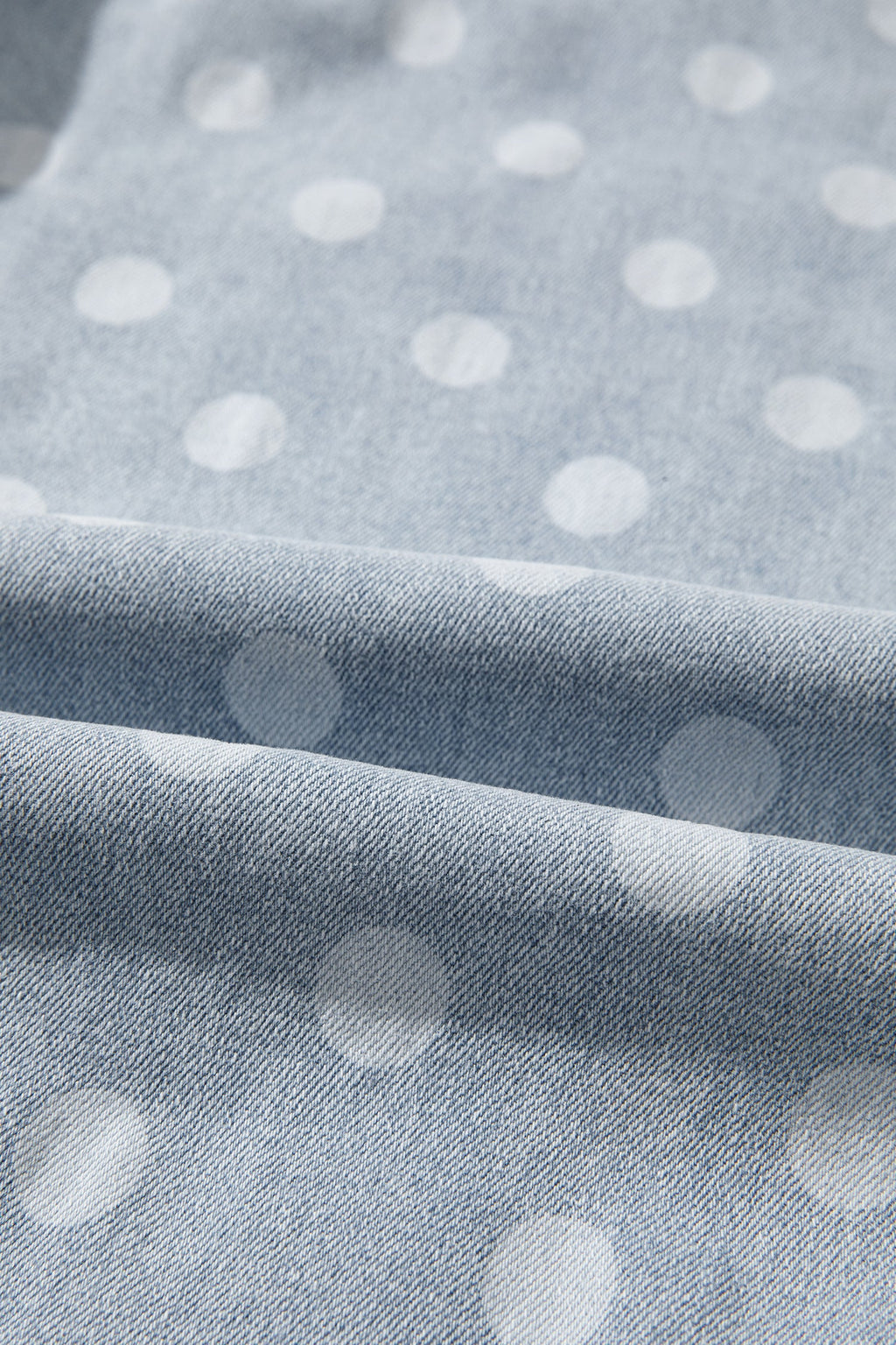 Polka Dot Denim Raw Hem Barrel Jeans