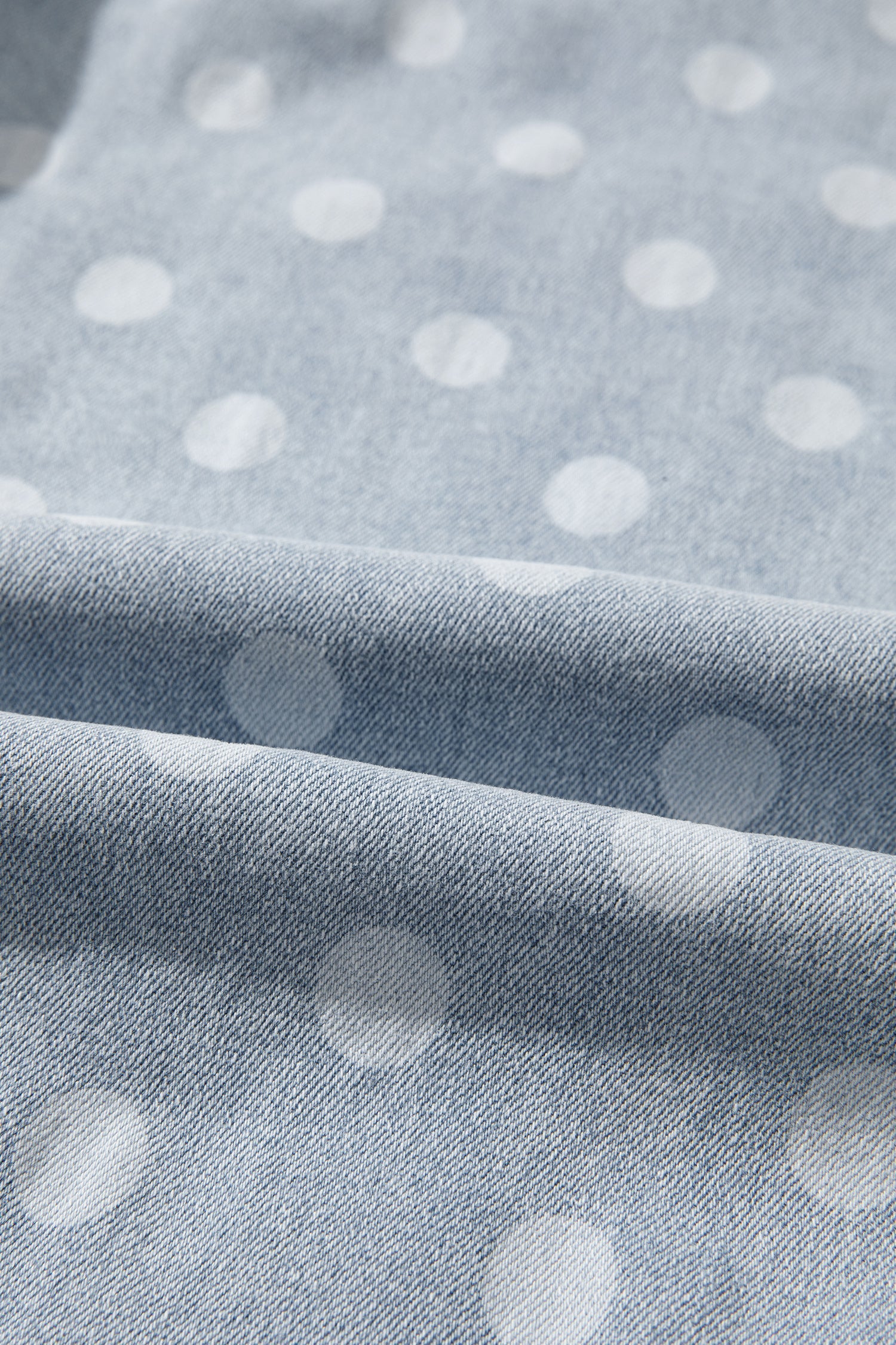 Polka Dot Denim Raw Hem Barrel Jeans