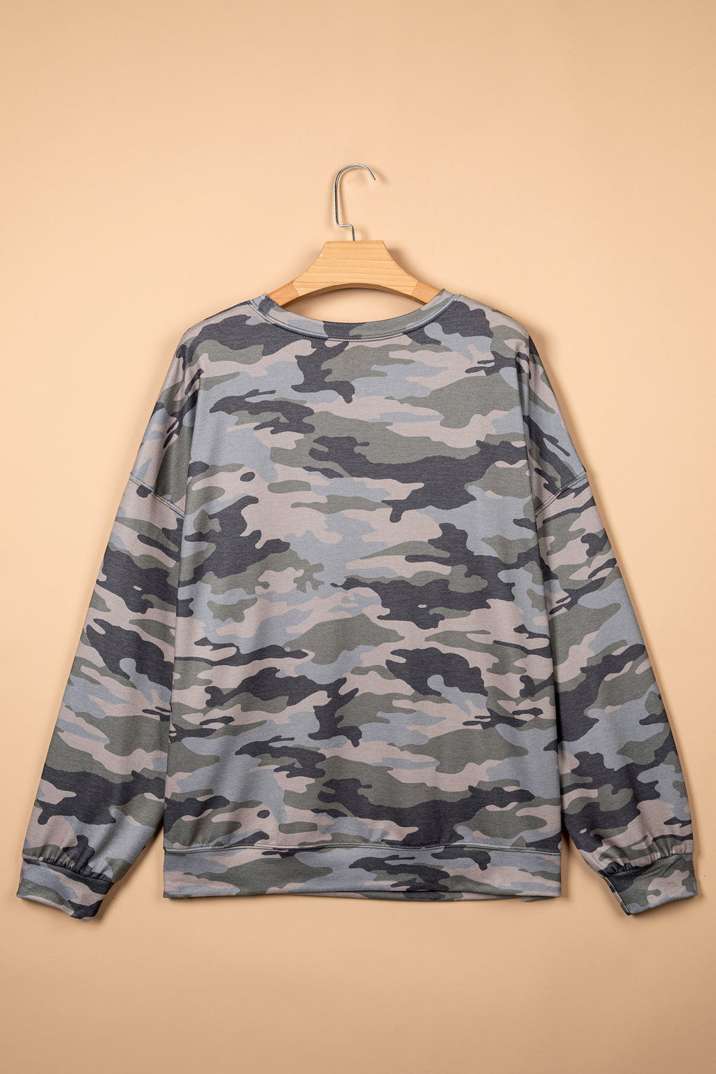 Plus Size Camo Crew Neck Long Sleeve Sweatshirt