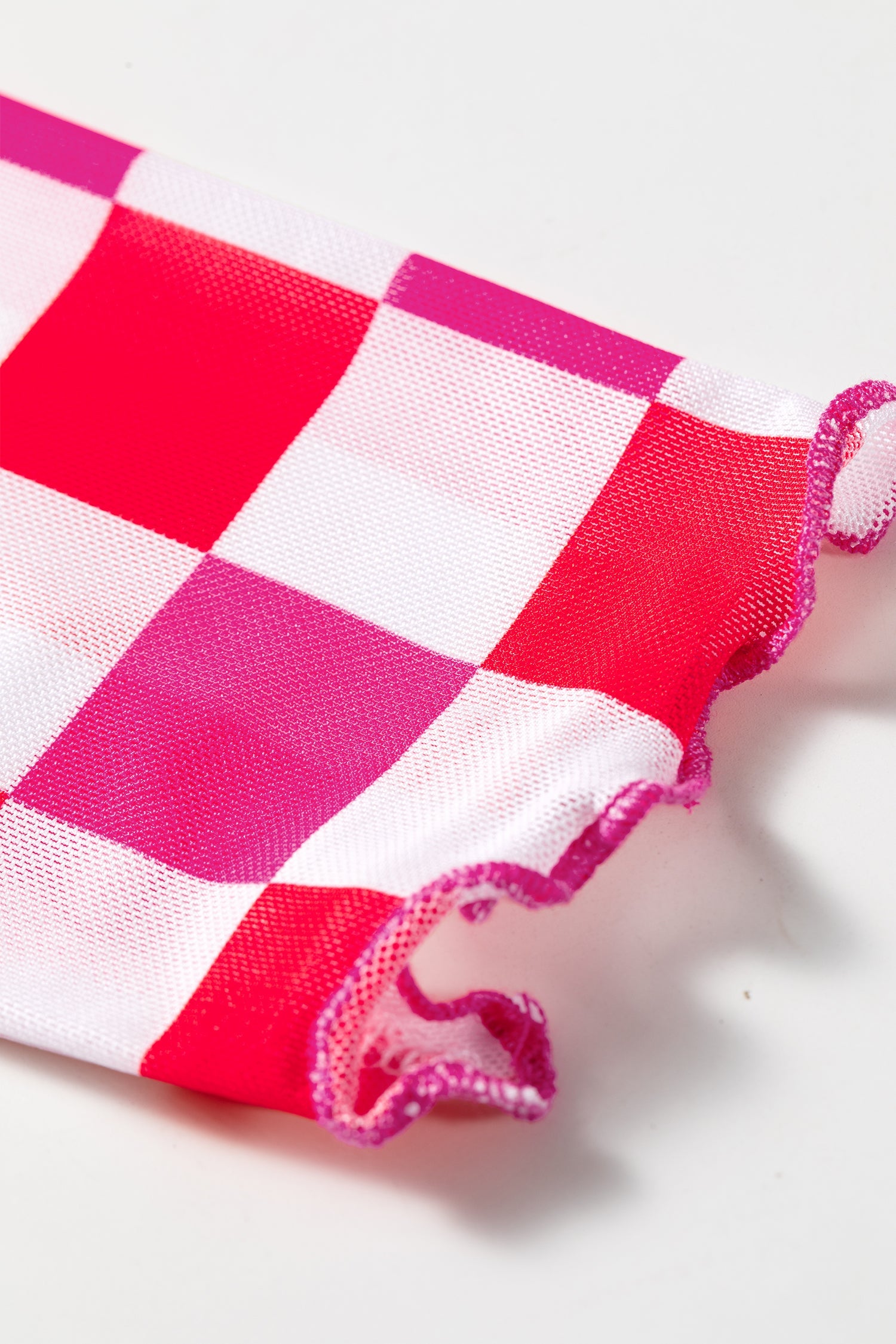 Checker Sheer Mesh Long Sleeve Blouse