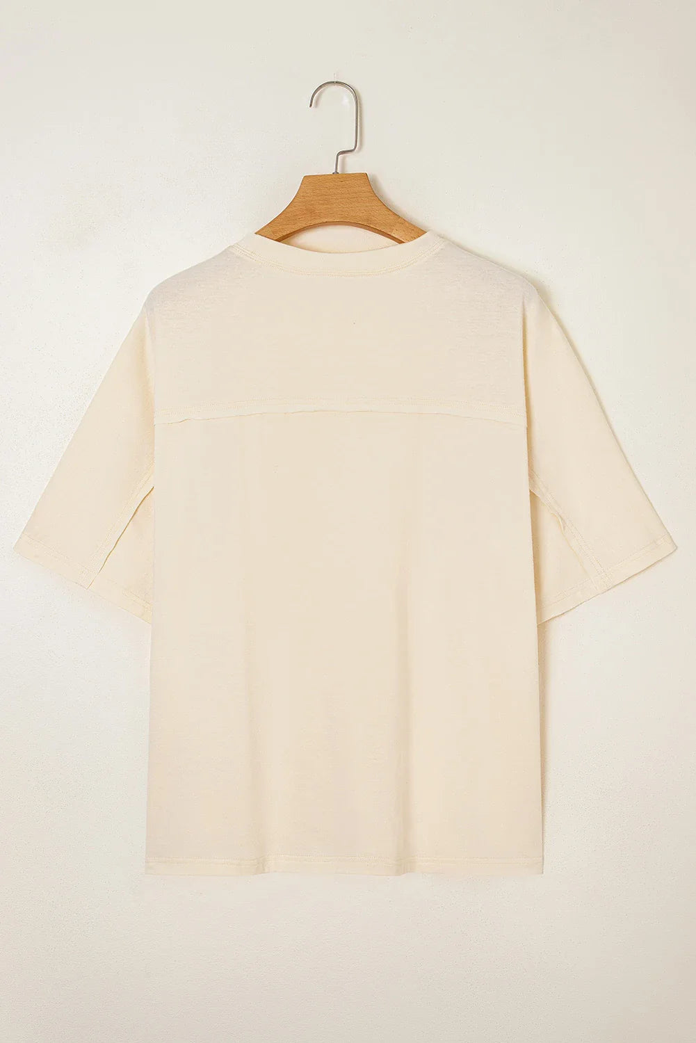 Floral Patch Exposed Stitching Crew Neck Tee