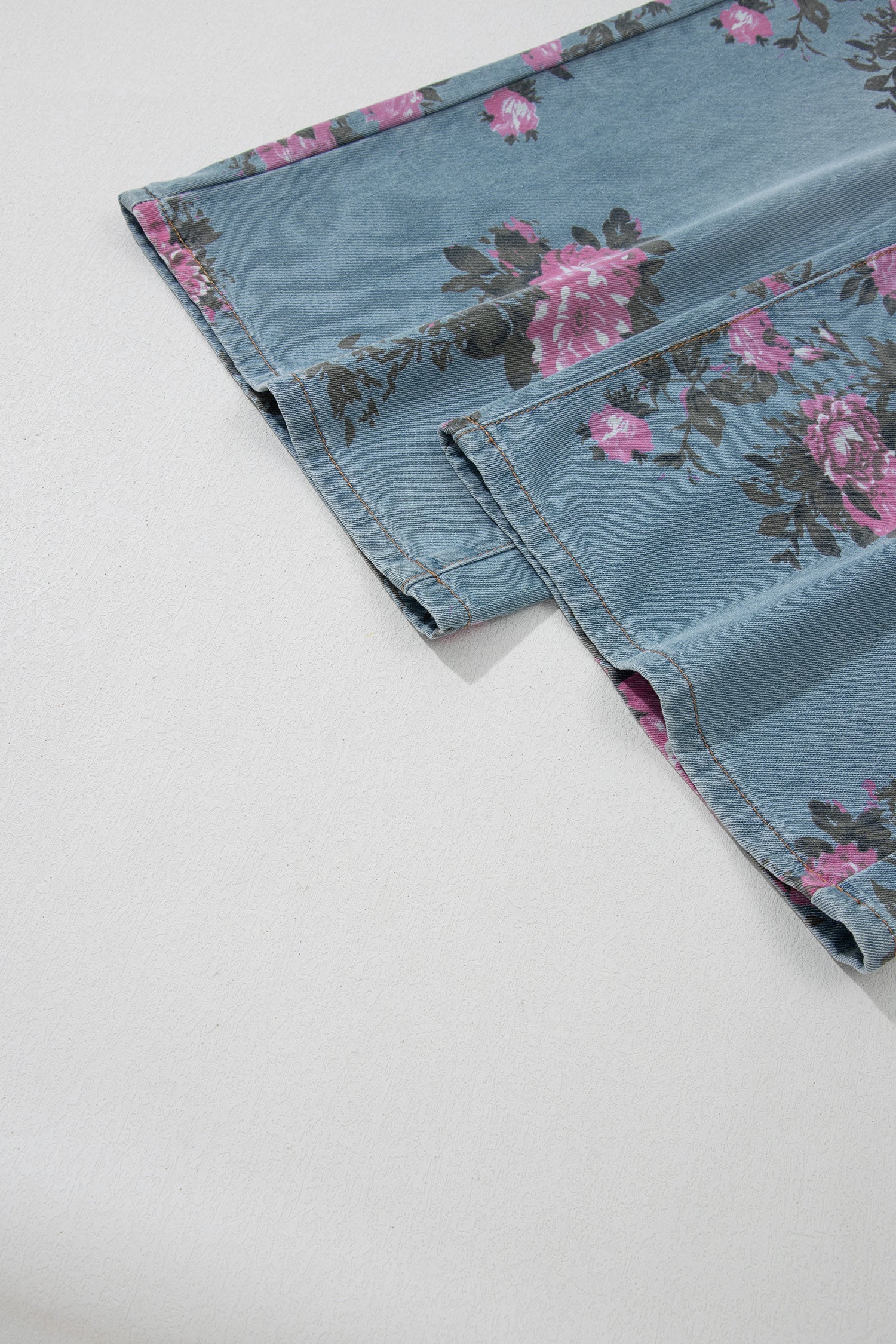 Floral Denim Wide Leg Jeans