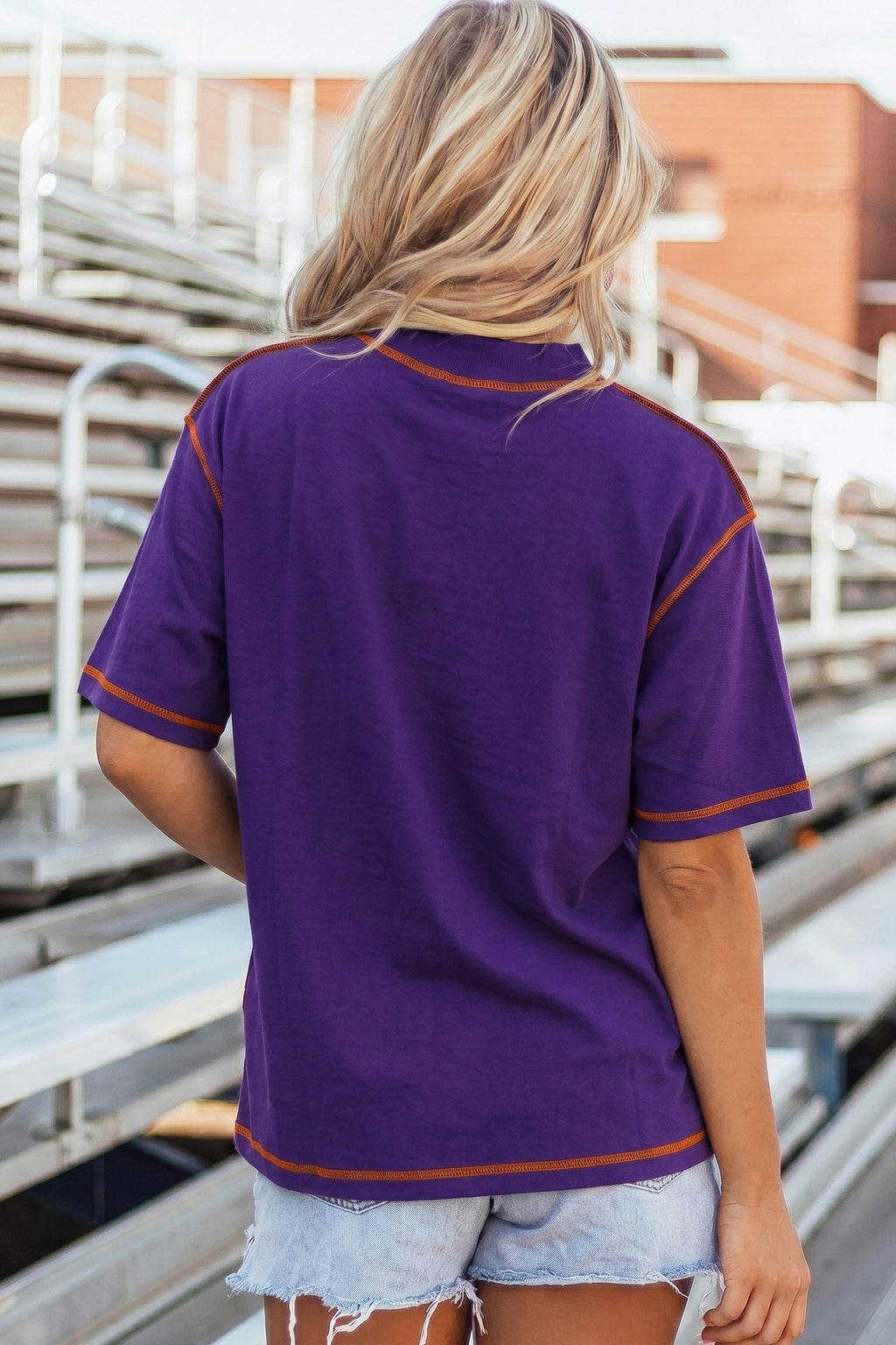 Reversible Contrast Stitching Mock Neck T-Shirt