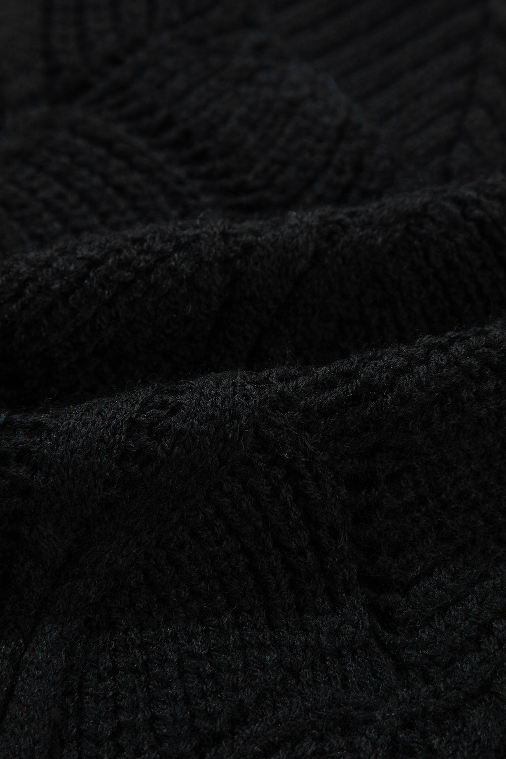 Hollow-Out Knit V-Neck Drop Shoulder Sweater