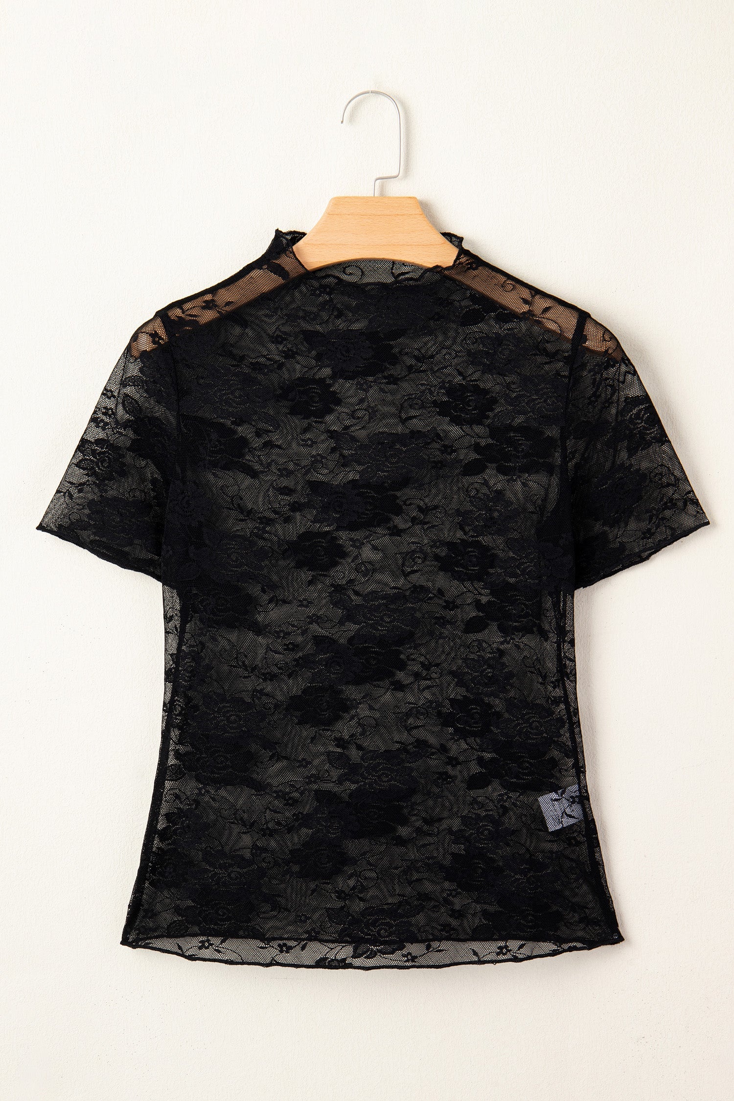 Floral Lace Sheer Mesh Short Sleeve Top
