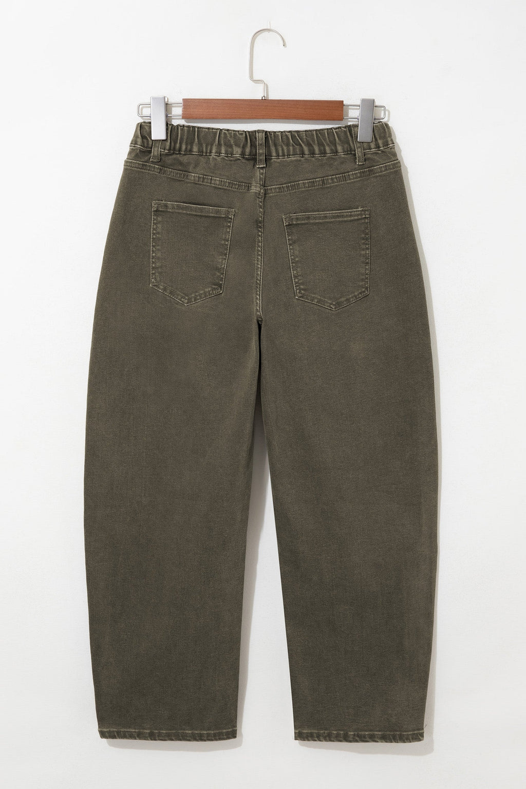 Solid Denim Square Patch Pocket Barrel Jeans