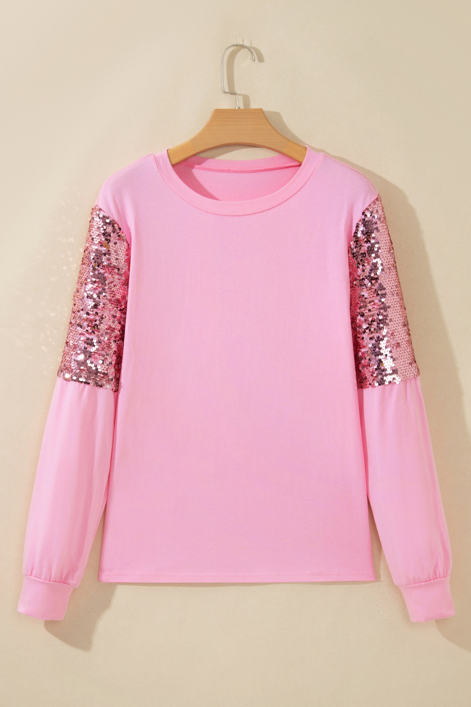 Sequin Round Neck Long Sleeve Pullover Sweater