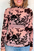Floral Retro Mesh Long Sleeve Blouse