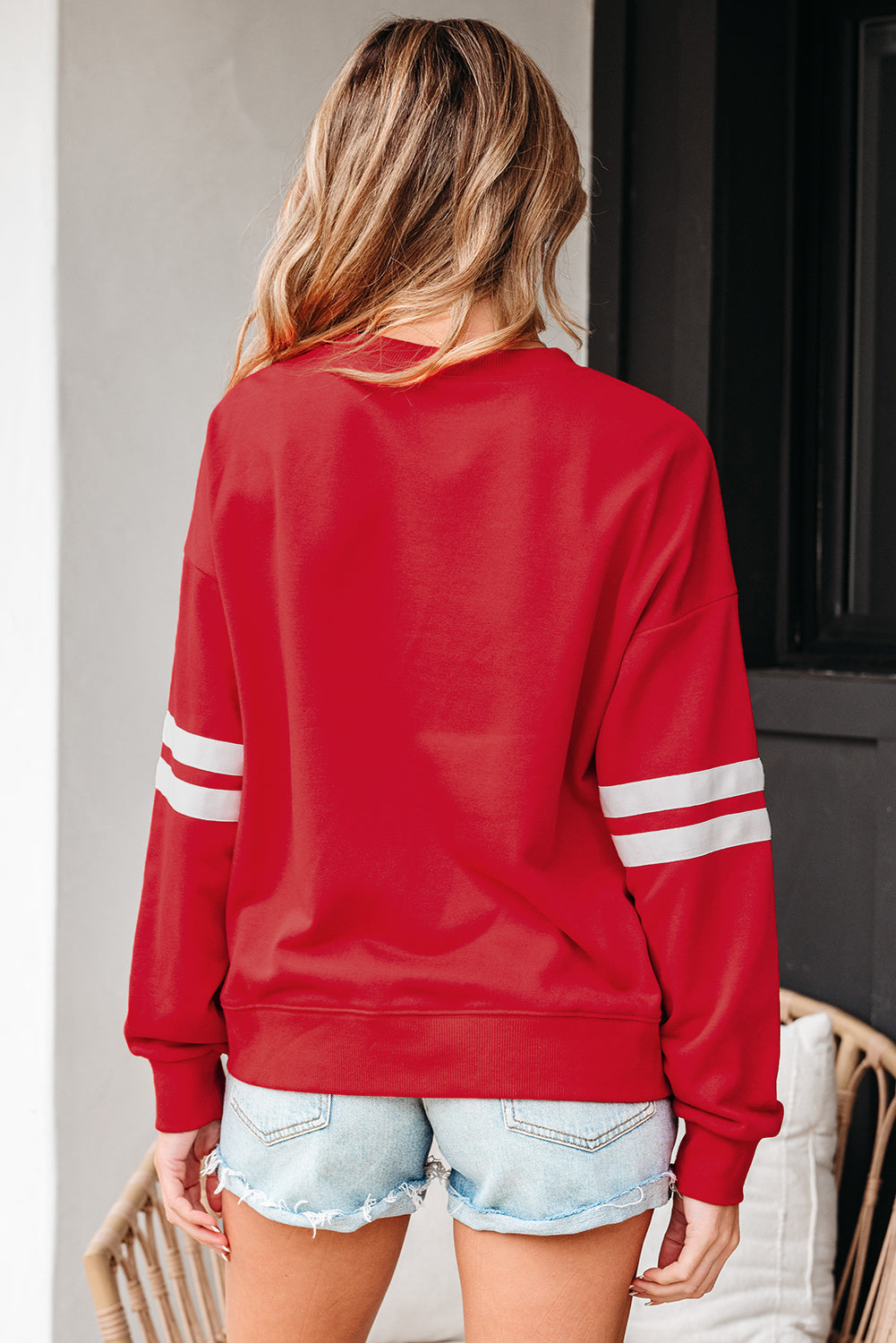 Varsity Stripe Detail Drop Shoulder Oversized Sweatshirt