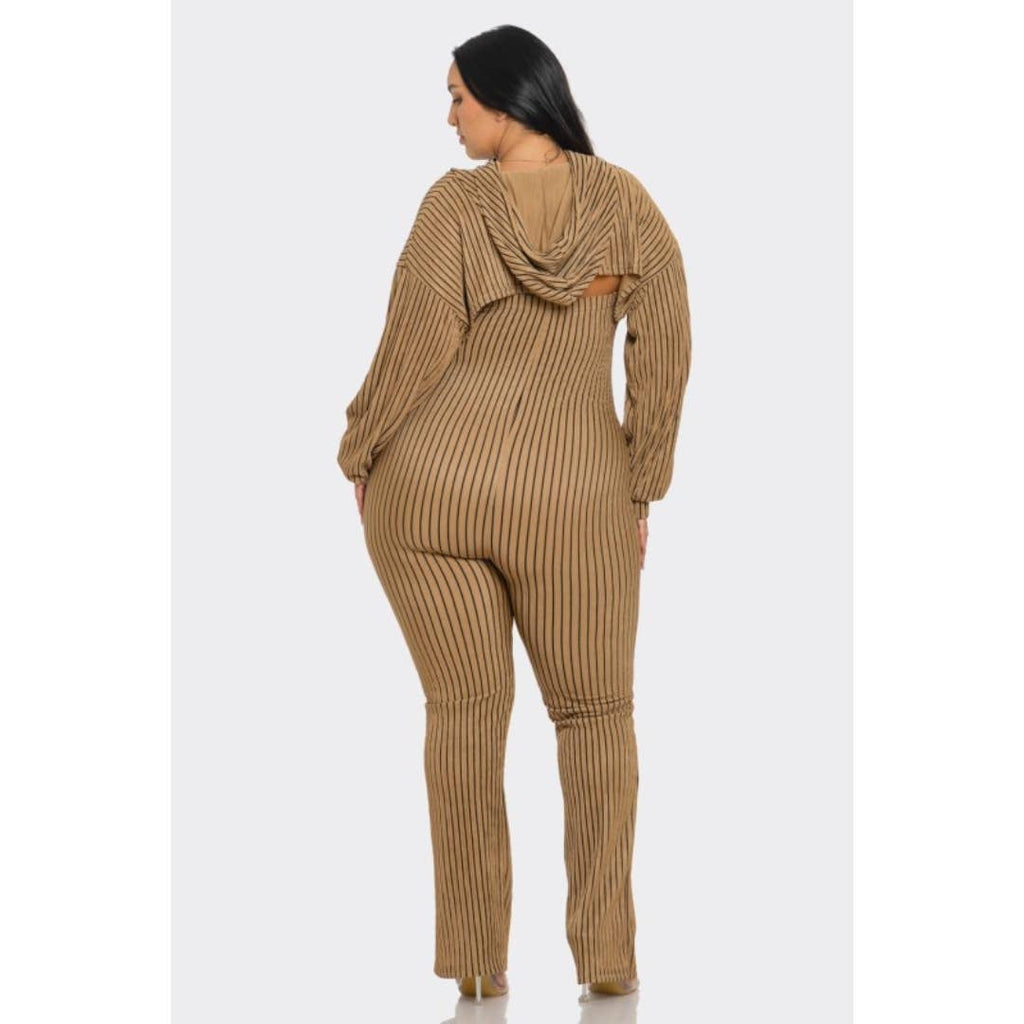 Plus Size 2 piece Strapless Jumpsuit Hoodie: Blue / 1X